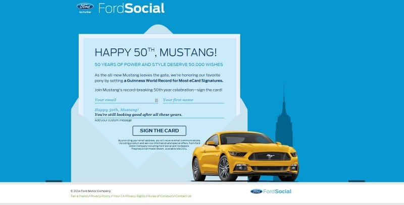 ford mustang birthday card